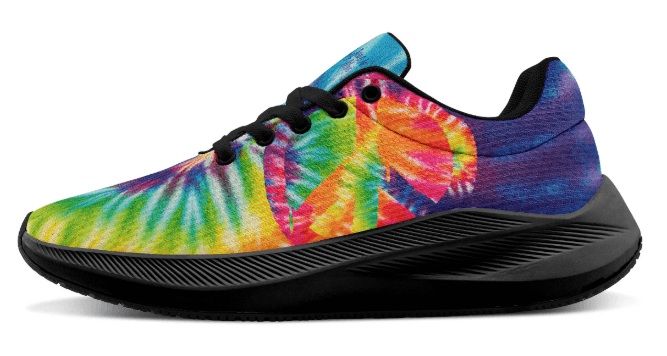 Finished custom tie-dye sneaker — the printed and shipped product