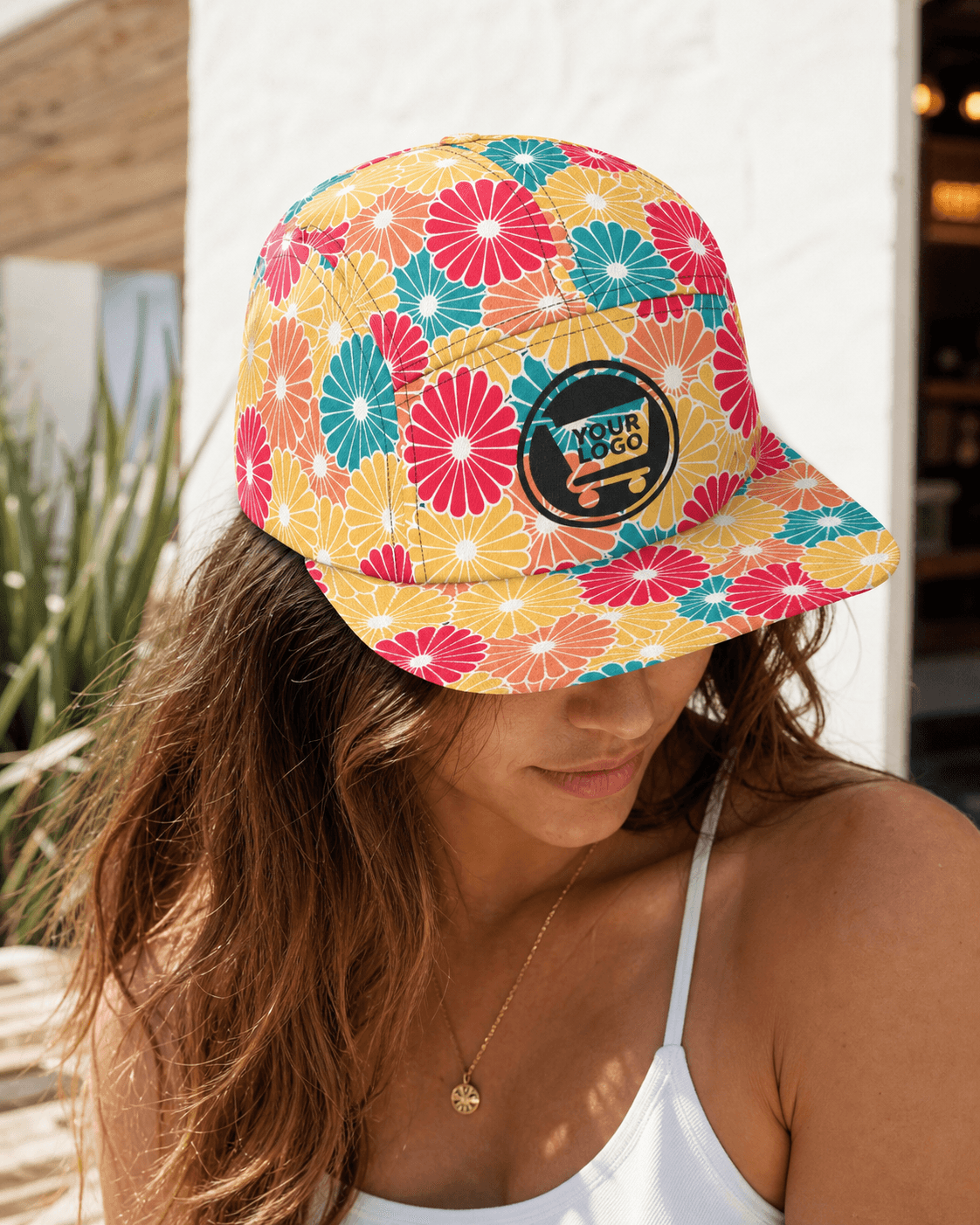 Vintage blossom print snapback hat