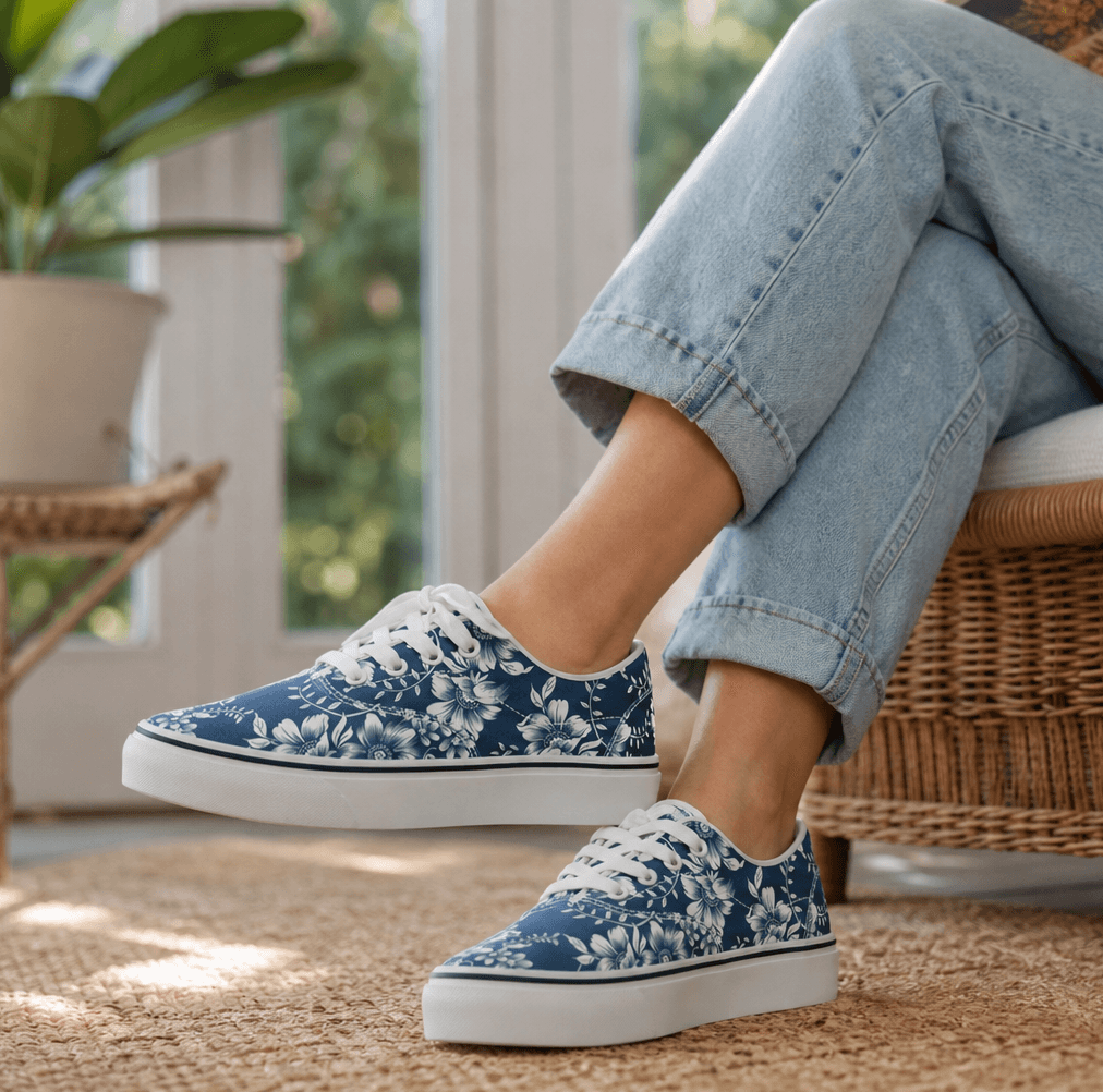 Blue floral classic shoes lifestyle shot
